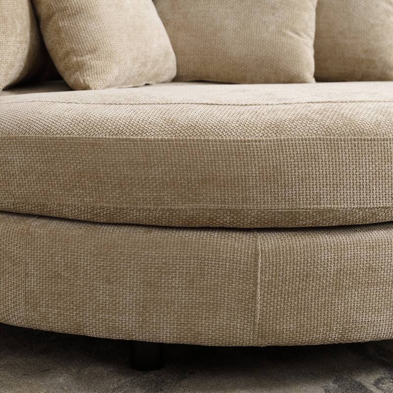 59.8''W Oversized Sofa Chair Set, Round Accent Barrel Chair With 5 Pillows and 1 Storage Ottoman