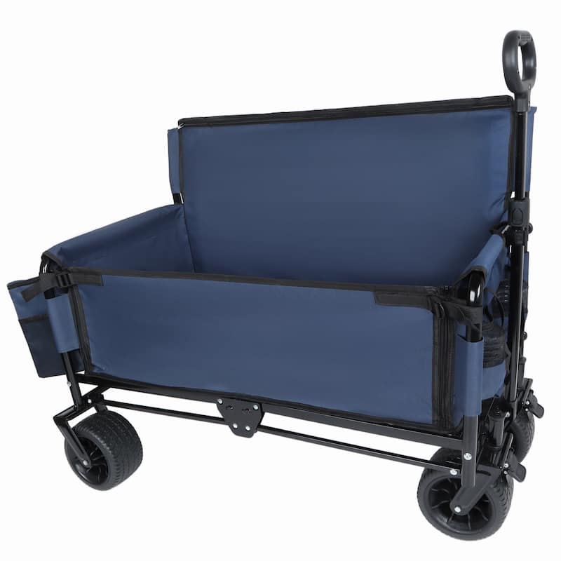 3-in-1 Folding Wagon Cart with Bench Seat & Storage, patent protection- Includes 1 ice pack, 500lbs Heavy-Duty