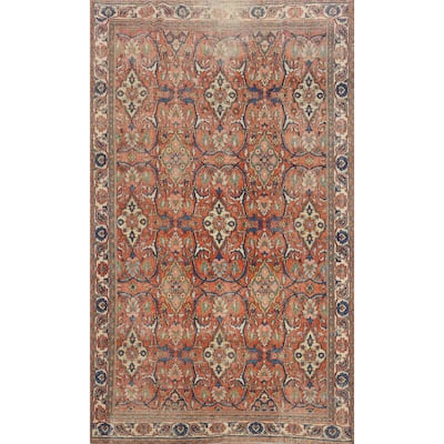 Hand Knotted Oriental 100% Wool Carpet Traditional All-Over Oranges & Rust Dorokhsh Area Rug - 10' 5'' X 6' 7''