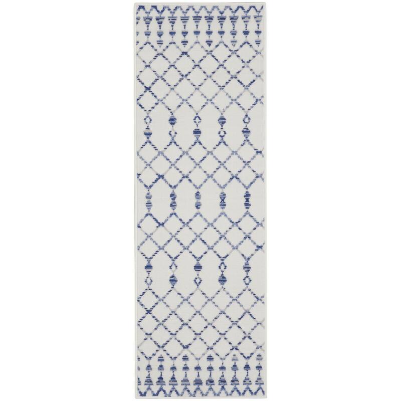 Joman Power Loomed Distressed Geometric Abstract Modern Non Skid Stain Resistant Area Rug By HomeRoots - 96' X '24' X '0.39
