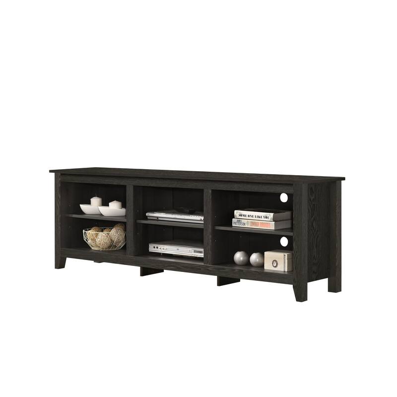 Modern Style 70"W TV Stand with Open Shelves and Cable Management - Grey