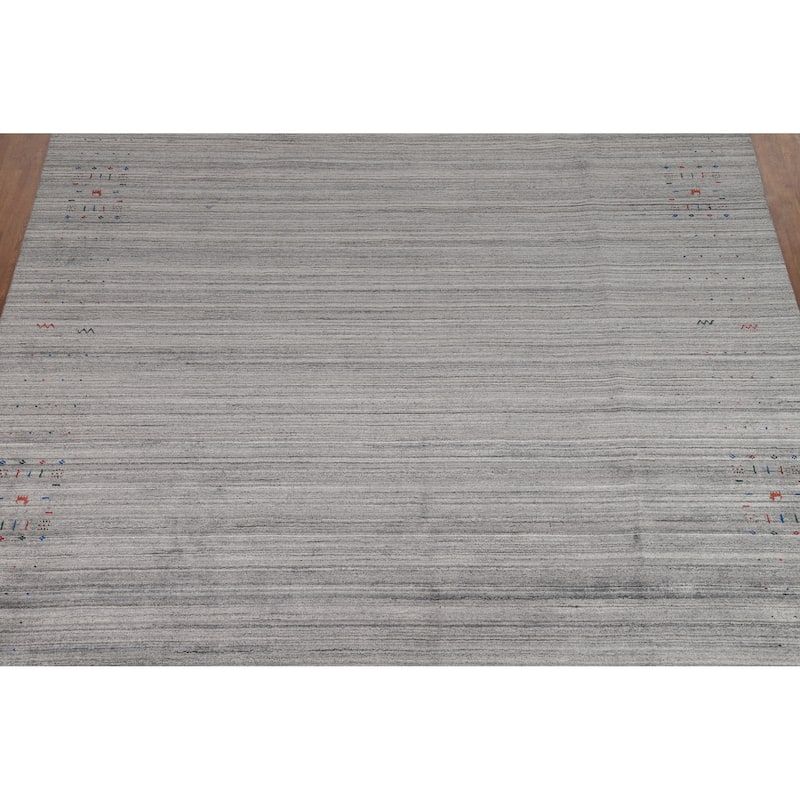 Gabbeh Oriental Area Rug Hand-Knotted Tribal Silk Carpet - 9'5" x 11'10"