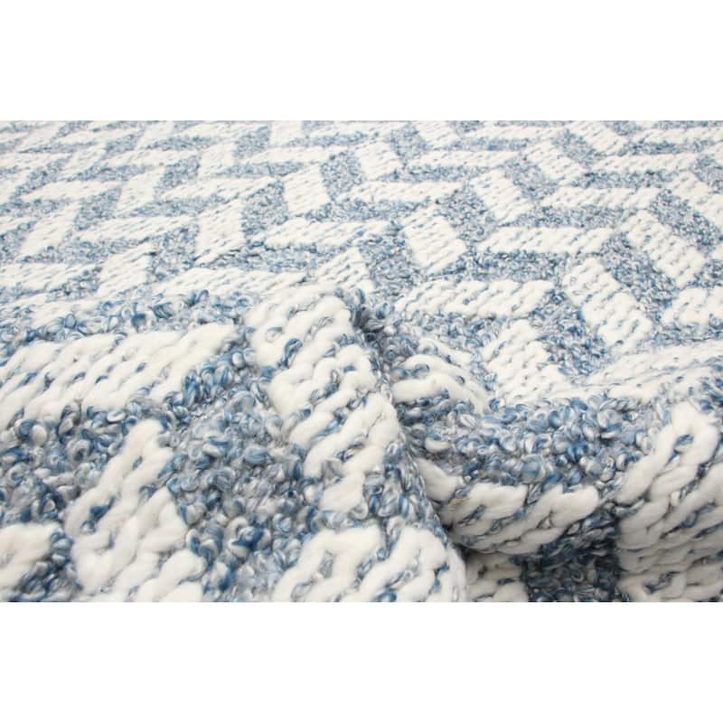 ECARPETGALLERY Braid weave Sienna Blue Wool Rug - 5'2 x 7'5