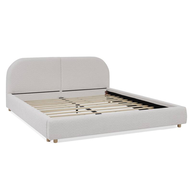Queen Size Upholstered Bed Frame with Tall Headboard