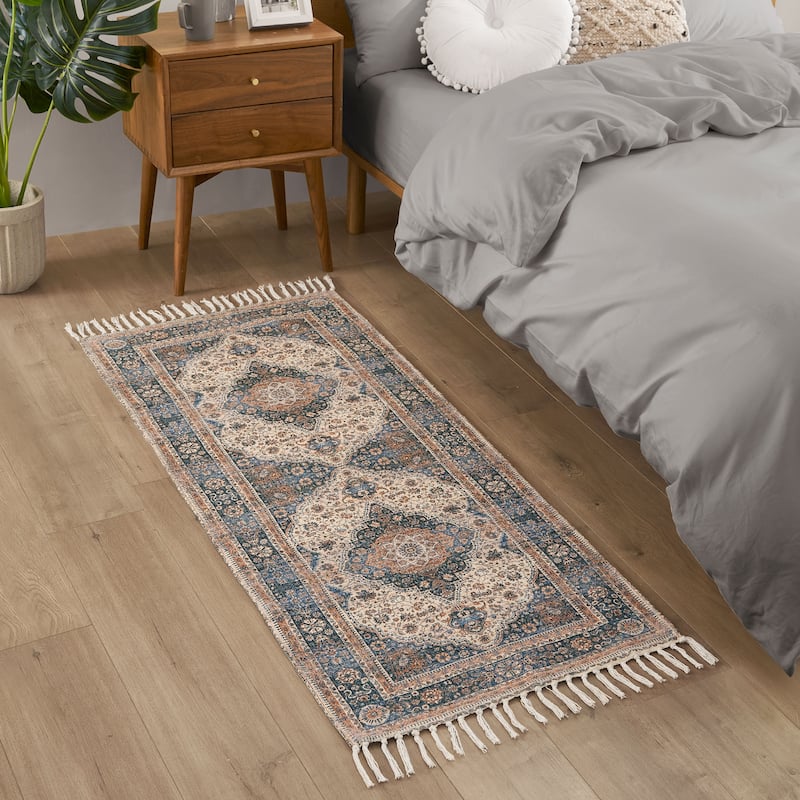 Jessica Simpson Machine Washable, Slip Resistant Accent and Runner Rugs with Fringe