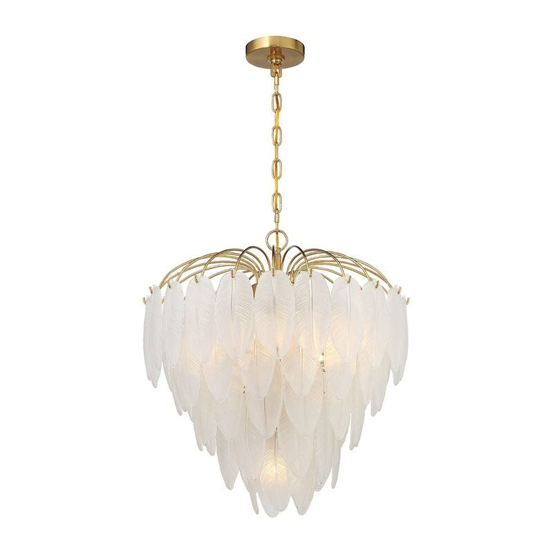 Warm Brass Six Light Chandelier from the Boa Collection