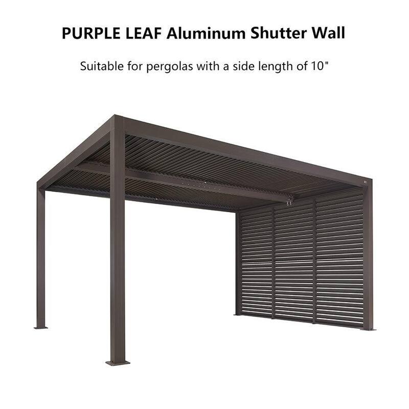 PURPLE LEAF Bronze Louvered Pergola Accessories Roller Blinds, Strip Light and Shutter Wall(Pergola Not Included)