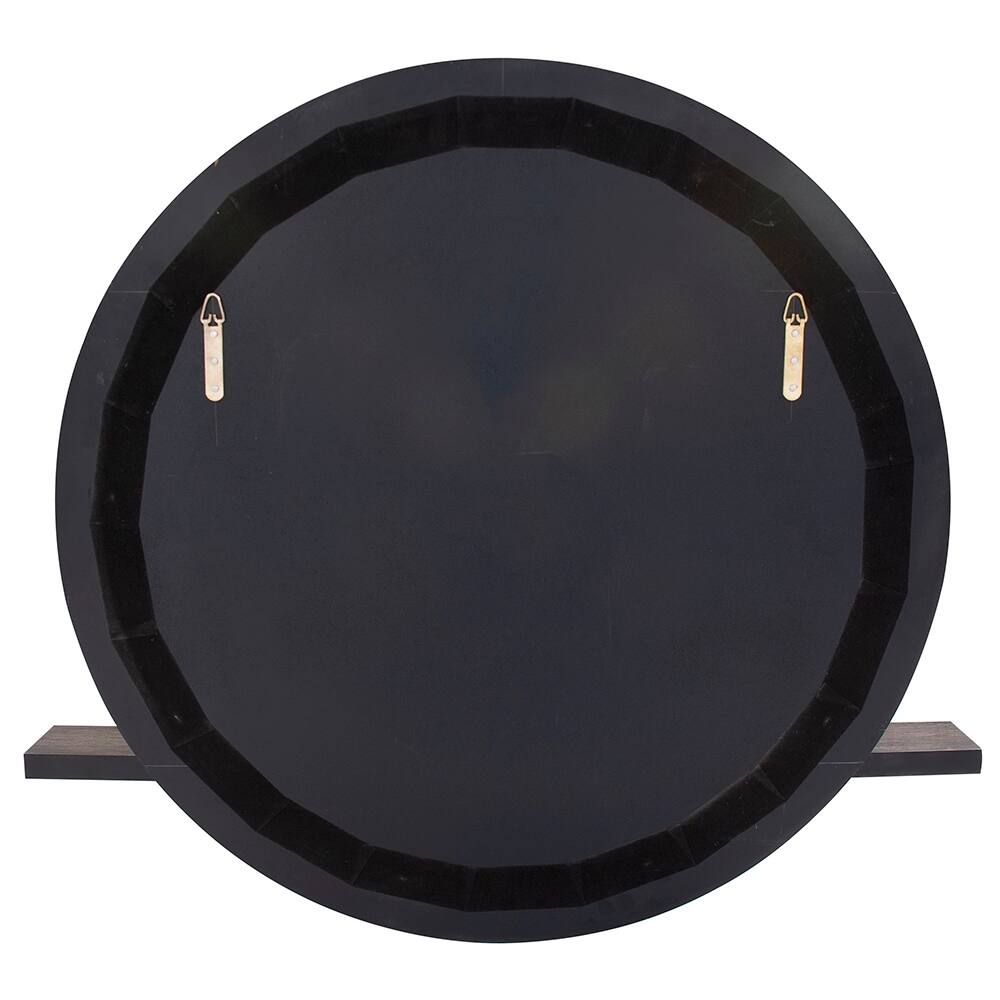 Allan Andrews Round Beveled Wall Mirror with Gray Wood Shelf 36"w x