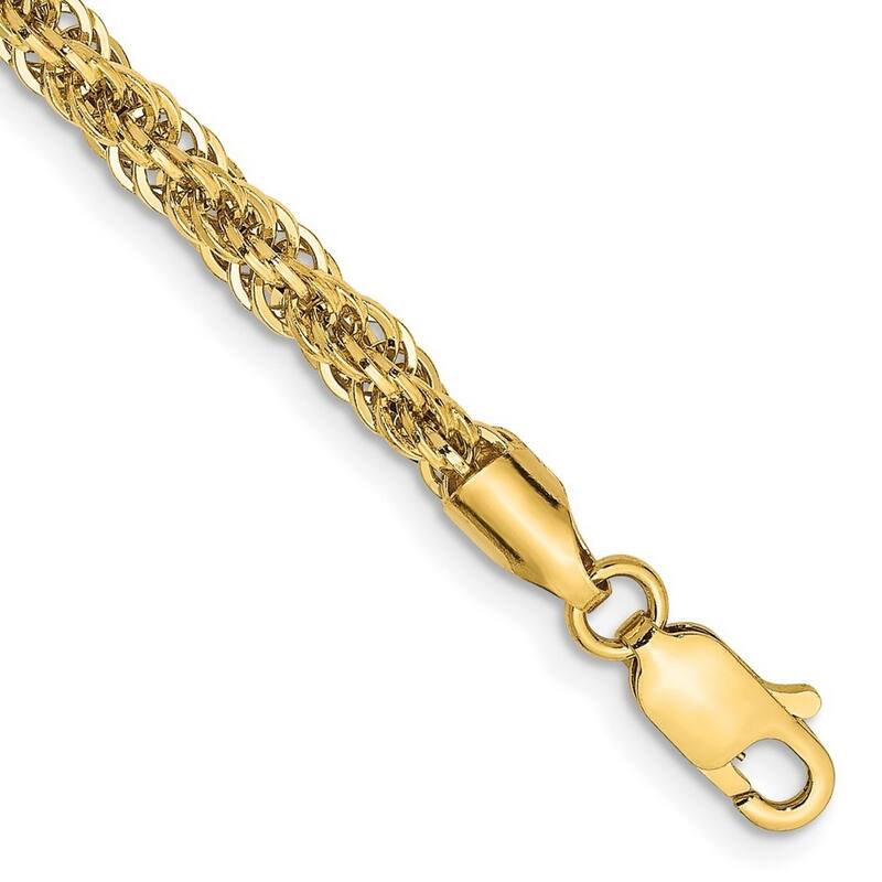 Curata 3.3mm 14k Yellow Gold Lobster Claw Closure Sparkle Cut Hollow Chain Bracelet 7 Inch