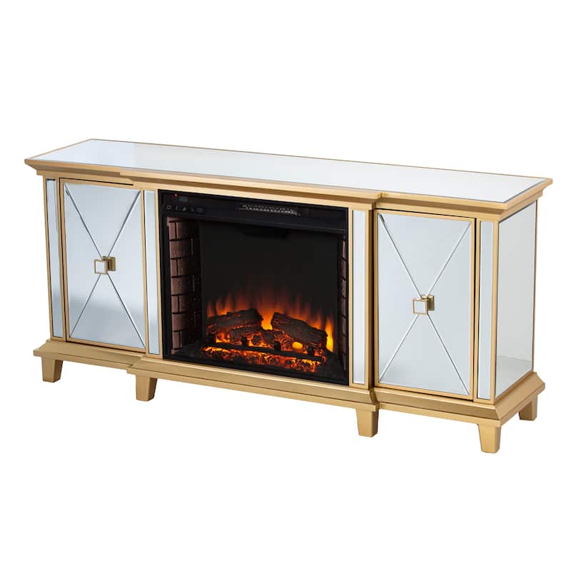 SEI Furniture Talmar Mirrored Fireplace Media TV Stand for TV's up to 62"