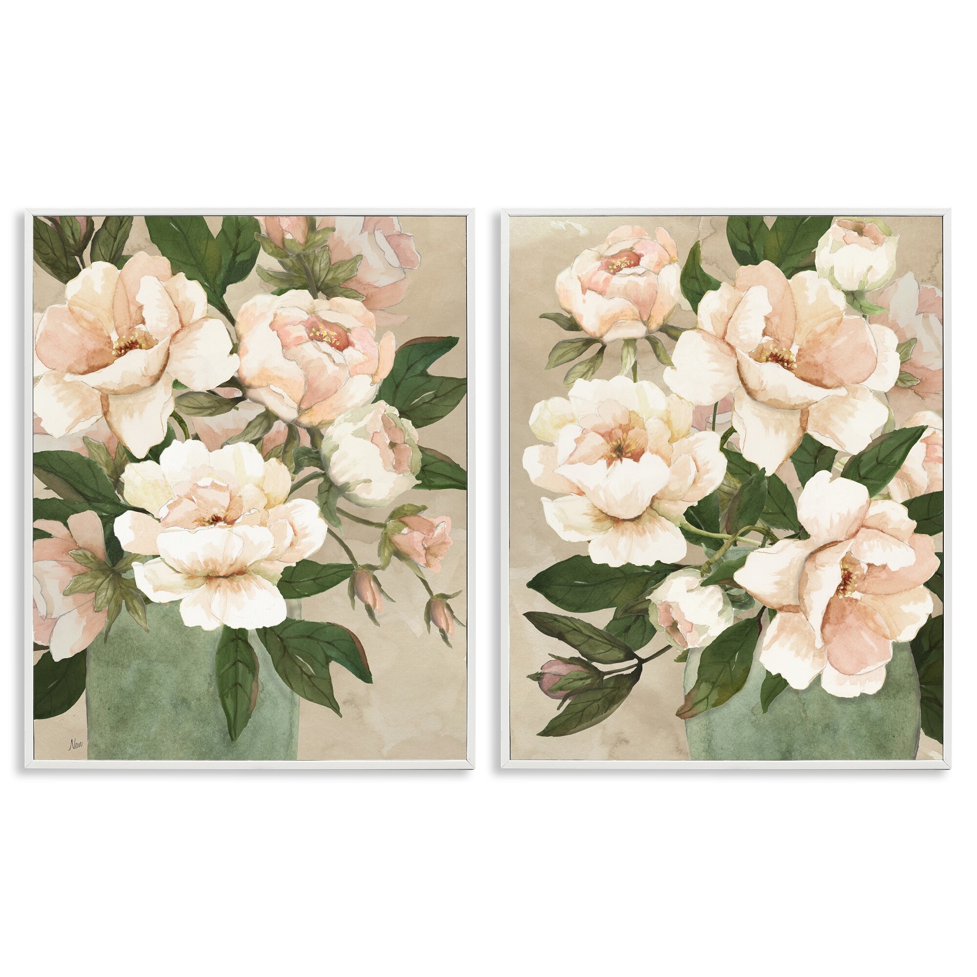 Stupell Chic Blush Peonies Framed Giclee Art Design By Nan (Set of 2)