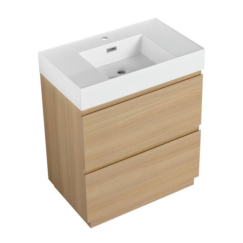 24" Bathroom Vanity with Undermount Sink, Freestanding Storage Cabinet, Double Drawers
