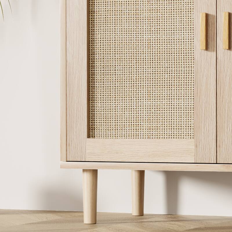 Ail 62.9-inch Wide Accent Rattan Sideboard Buffet Storage Cabinet With 2 Doors - 15.7"L x 62.9"W x 36.2"H