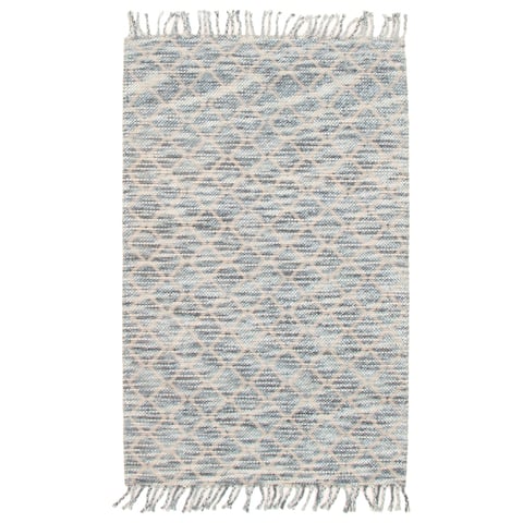 ECARPETGALLERY Braid weave Sienna Light Blue Wool Rug - 5'0 x 8'0