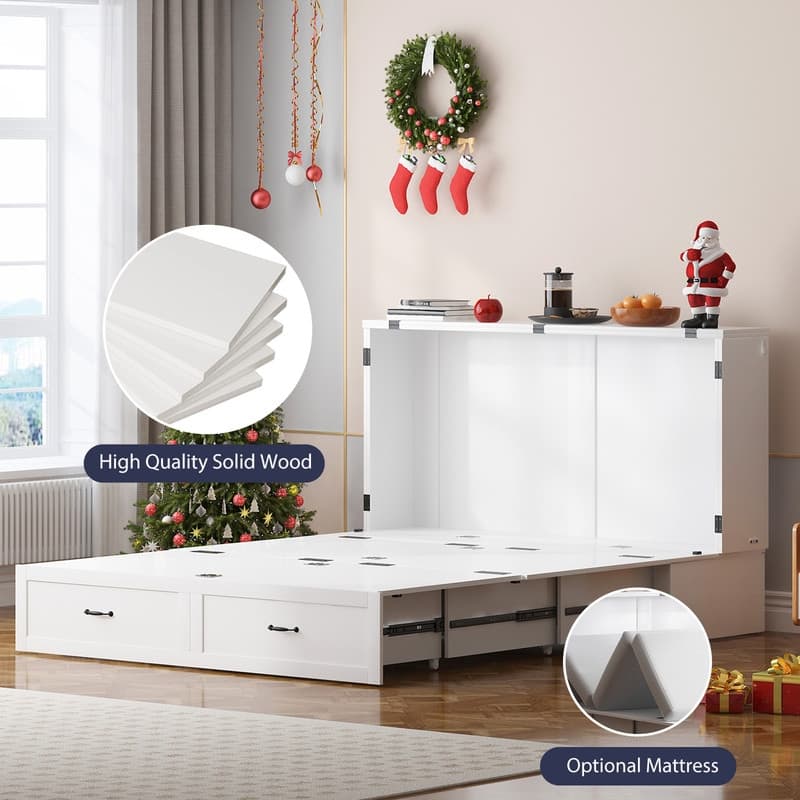 Mixoy Modern Murphy Bed Queen Size with Charging,Optional Mattress