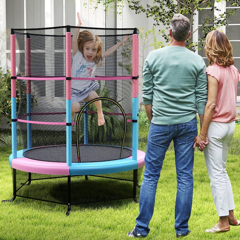 Gymax 55'' Trampoline for Kids Toddler Recreational Trampoline w/