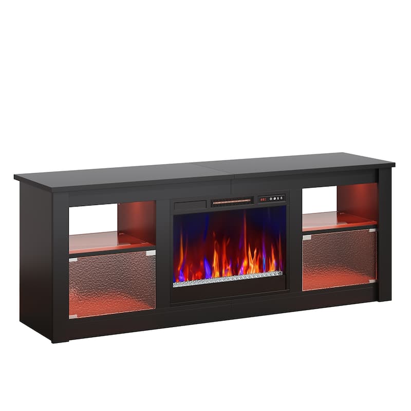 Bestier 63 in. Freestanding Media Console Electric Fireplace TV Stand Fits TV's Up to 70 in. with Cabinet - 62 inches