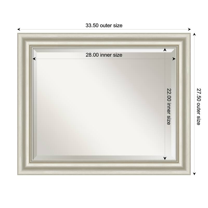 Sophia Beveled Framed Bathroom Vanity Wall Mirror - 34 x 28 in - Sophia Silver