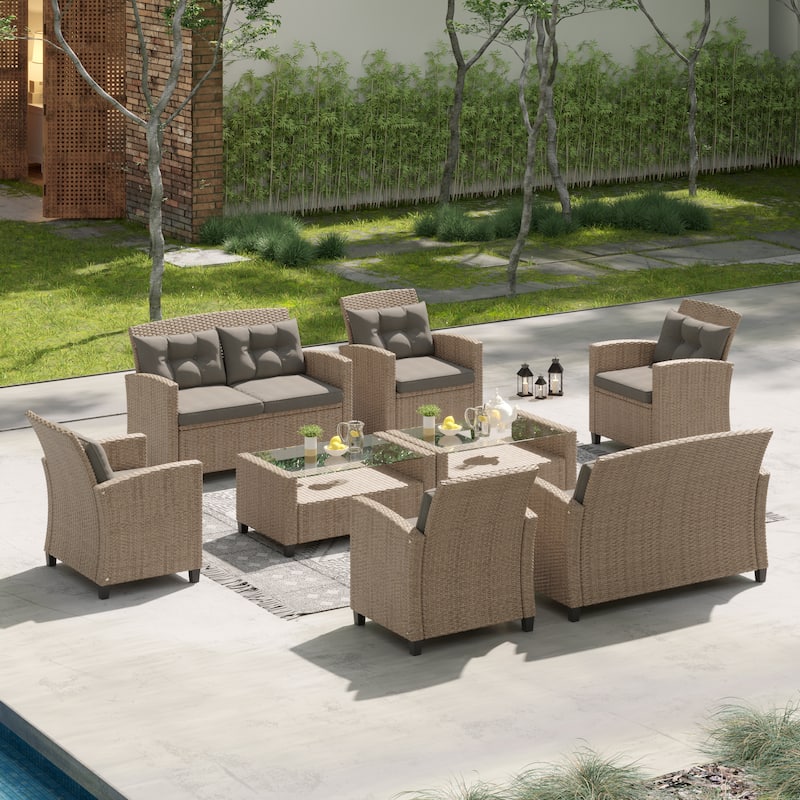 Corvus Armitage 8-piece Outdoor Wicker Sofa Set with Cushions