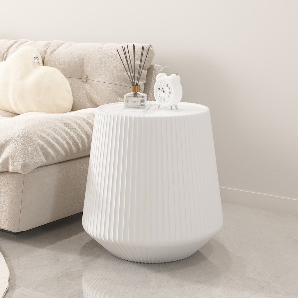 Cup Shape Light Sintered Stone Leather Coffee Table - Unique Grey Pattern