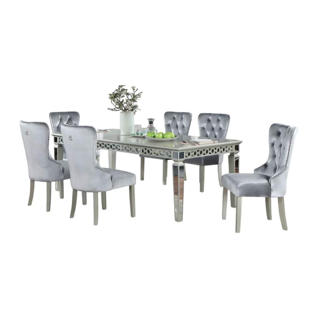 Ada 7pc Dining Table and Chair Set, 72-90 Inch Extendable Top, Gray