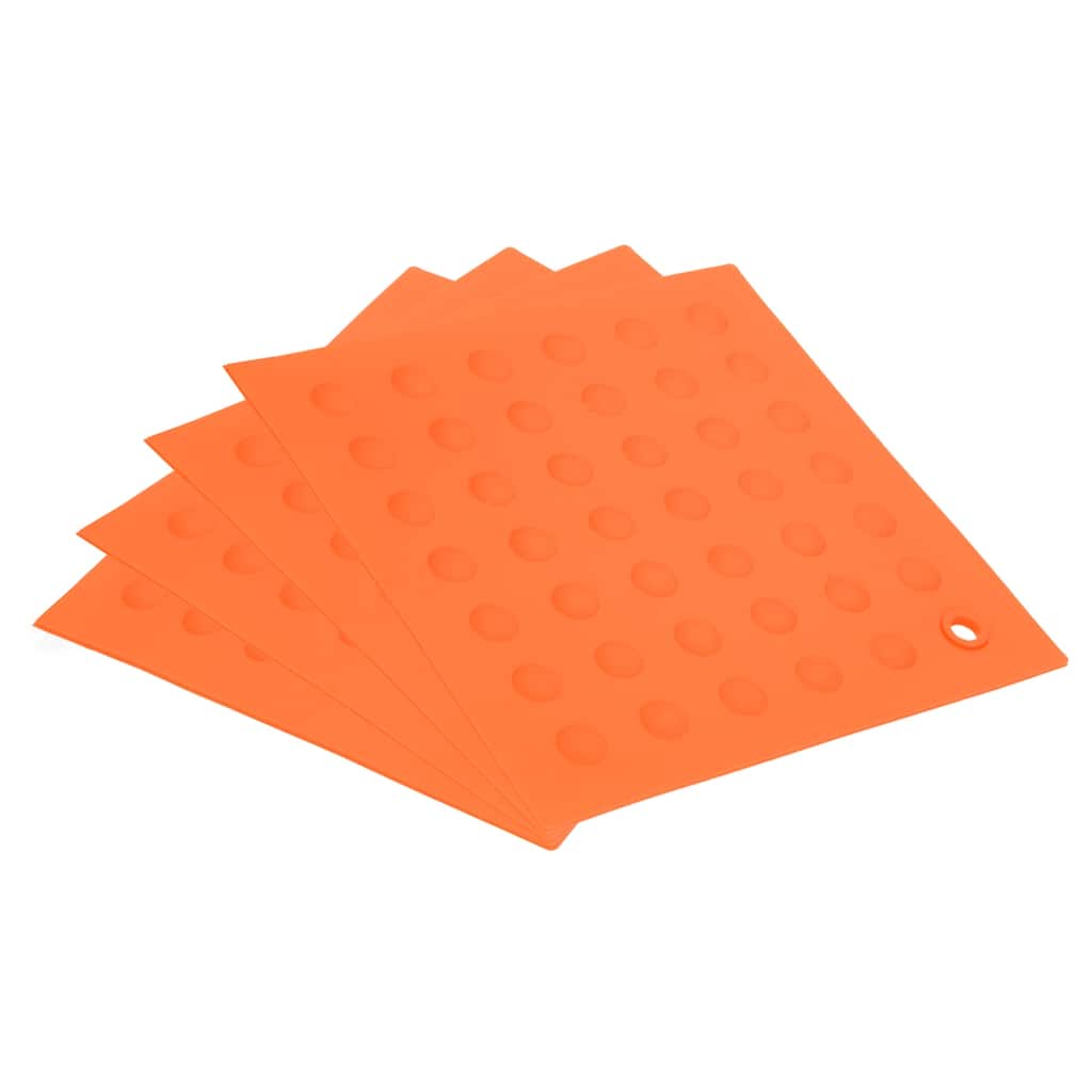 4pcs Silicone Pot Holder Trivet Mat Hot Pads Non-Slip Heat Resistant - Orange