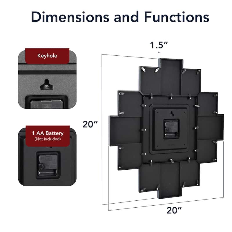 American Art Decor Picture Frame Collage Wall Clock 12 Photo Display Slots