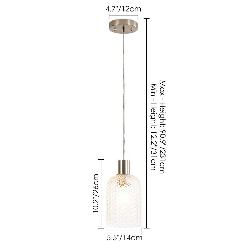 1/3-Light Modern Glam Bell-Shaped Adjustable Island Pendant Light with Clear/Blue/Amber Textured Glass