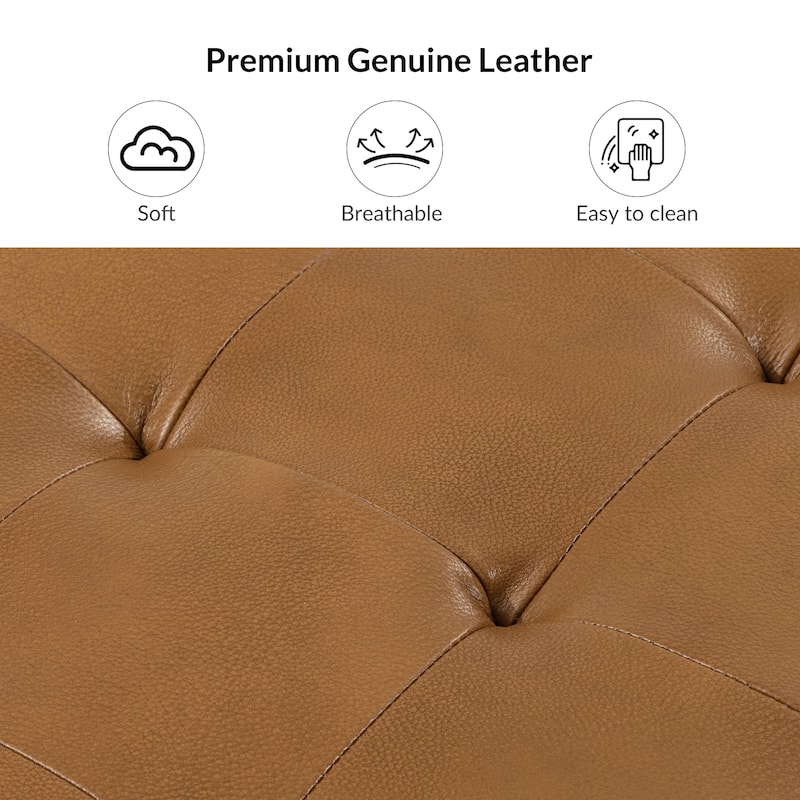 Aurora Genuine Leather Ottoman with Tufted Design by HULALA HOME