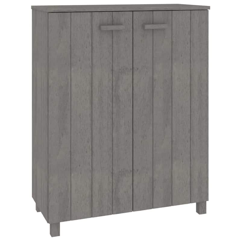 Shoe Cabinet, Gray Solid Pine Wood w Block Legs, 4 Shelves, 43 Inch