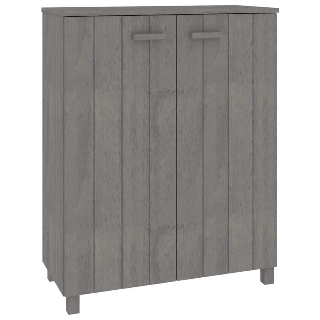 Shoe Cabinet, Gray Solid Pine Wood w Block Legs, 4 Shelves, 43 Inch