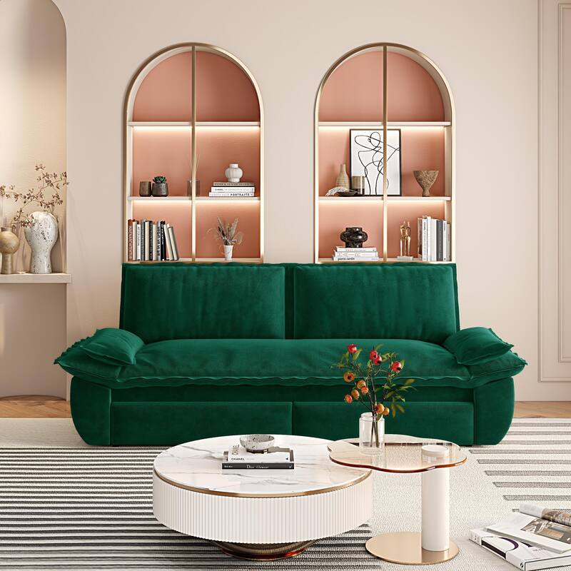 73.2" Queen Pull Out Sofa Bed,3-in-1 Convertible Sleeper Sofa,Multi-Functional Velvet Loveseat Bed