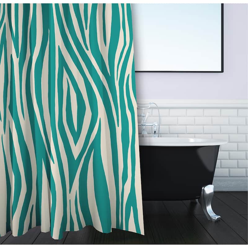 71 x 74-inch Wood Stripedd Geometric Print Shower Curtain