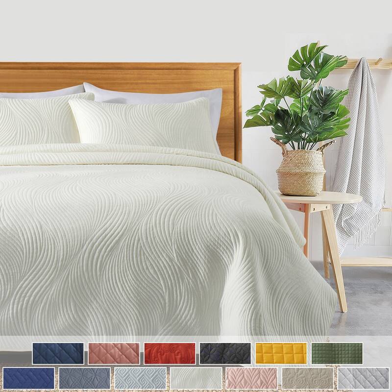 3-Piece Reversible Ultra Lighweight Coverlet Premium Microfiber Bedspread Quilt Set