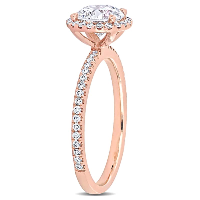 Miadora 1 1/3ct TDW Diamond Halo Engagement Ring in 14k Rose Gold