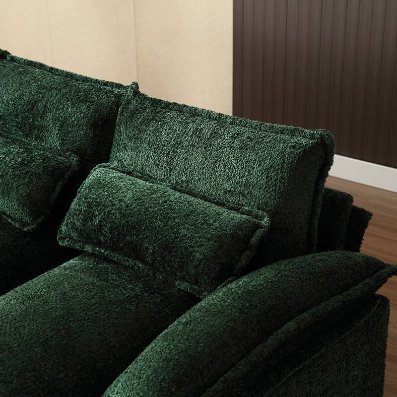 Modern U Shaped Modular Sectional Sofa with Chenille Upholstery and Ottomans and Reversible Layout for Living Room or Guest Room