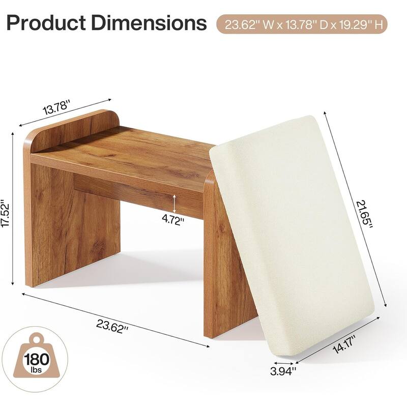 Upholstered Stool, Modern Footstool with Removable Cushion, Dressing Chair Small Ottoman Bench