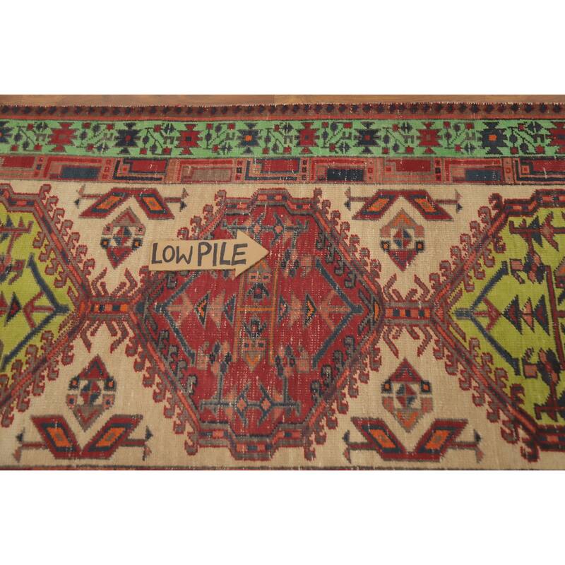 Hand Knotted Oriental 100% Wool Carpet Traditional Tribal Beige & Ivories Ardebil Runner Rug - 10' 5'' X 3' 1''