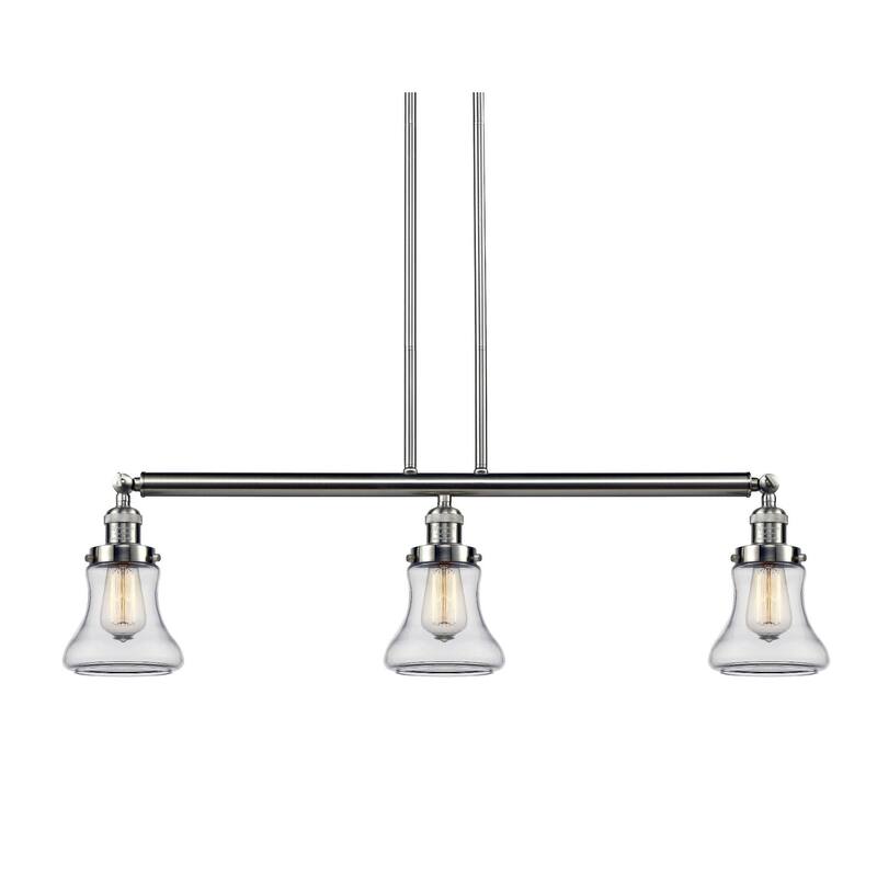 Innovations Lighting Bellmont 3 Light 39" Wide Linear Chandelier - Brushed Satin Nickel / Clear