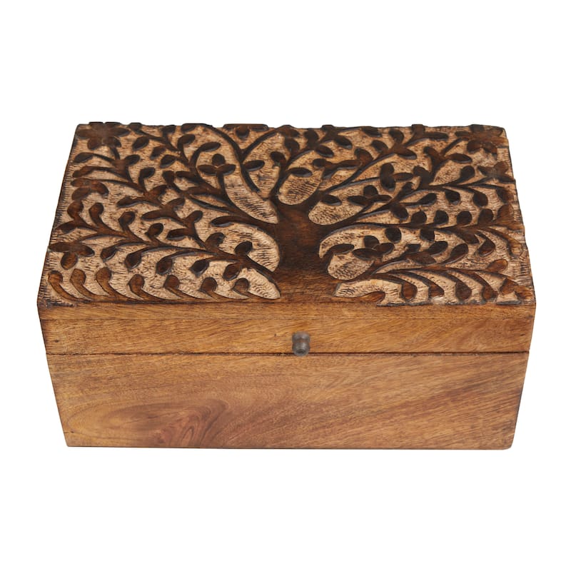 Wood Handmade Box with Hinged Lid (Set of 3)
