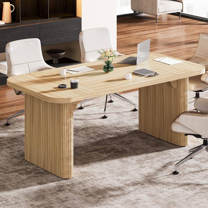 62-Inch Wood Rectangular Executive Desk Large Modern Conference Table for Home Office Boardroom