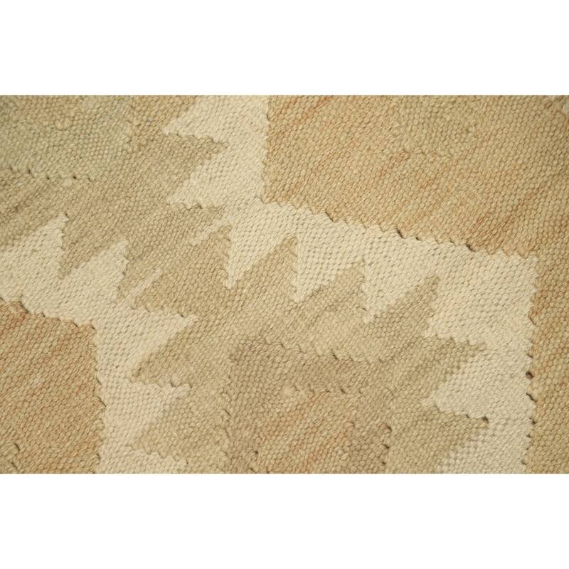 Hand Woven Oriental 100% Wool Carpet Southwestern Tribal Beige & Ivories Kilim Area Rug - 4' 9'' X 3' 1''