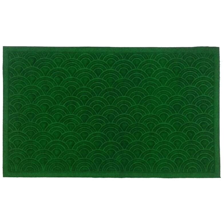 HomeRoots 18" X 30" Green Geometric Indoor Polypropylene Door Mat - 18.00' X '30.00