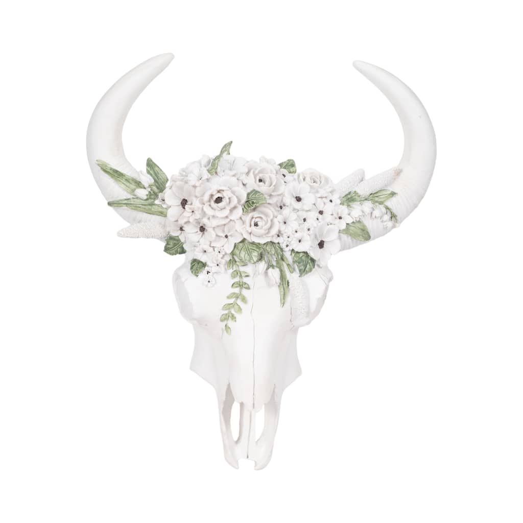 Sagebrook Home Bull Skull With Succulents, Multi, Novelty