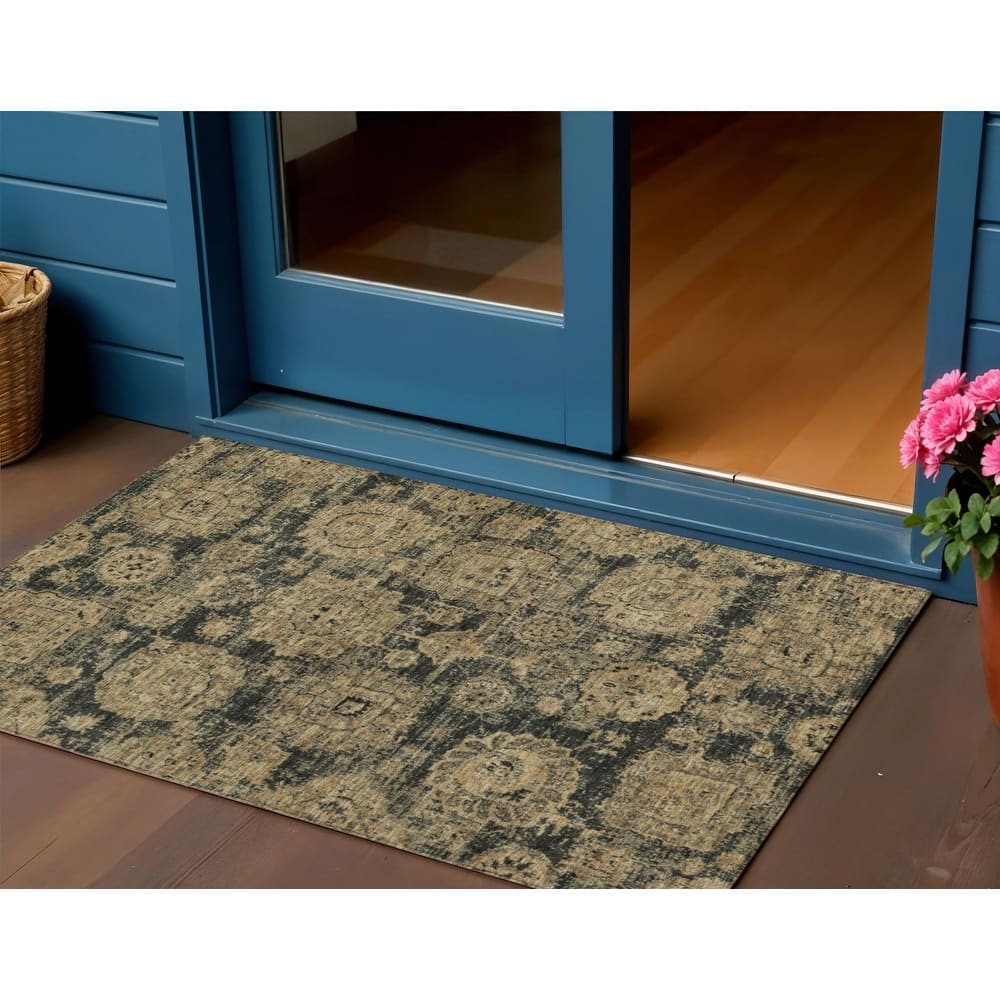 HomeRoots Floral Transitional Rectangle Outdoor Rug