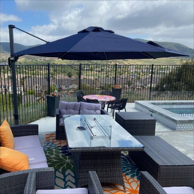 PURPLE LEAF 10 ft 360 Degree Rotation Patio Umbrella With Base
