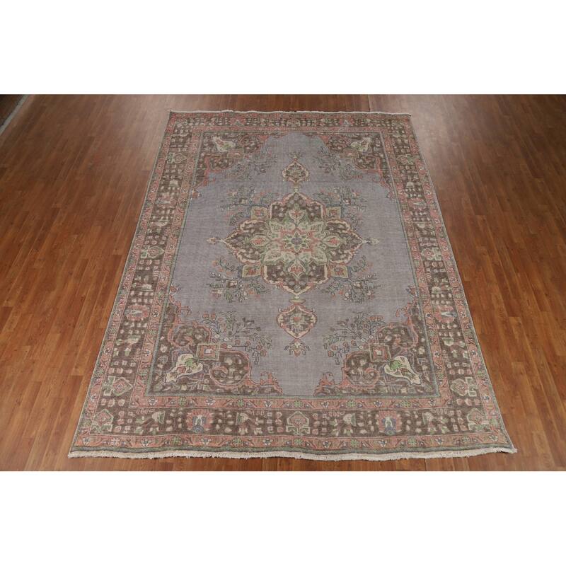 Gray Tabriz Persian Area Rug Hand-Knotted Wool Carpet - 8'3"x 11'1"