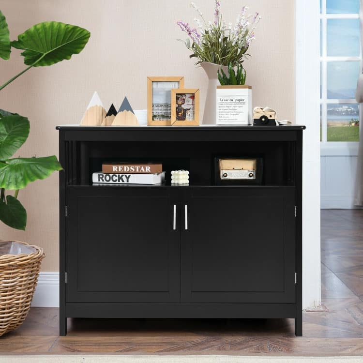 Kitchen Buffet Server Sideboard Storage Cabinet with 2 Doors and Shelf - 40" x 16" x 34" (L x W x H)