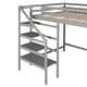 preview thumbnail 7 of 8, Full Size Loft Bed Wood Kids' Beds with Built-in Storage Staircase & Hanger for Clothes