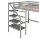 preview thumbnail 7 of 16, Full Size Loft Bed with Built-in Storage Staircase, Side Clothes Hangers and Safety Rail, Solid Wood Slats Support